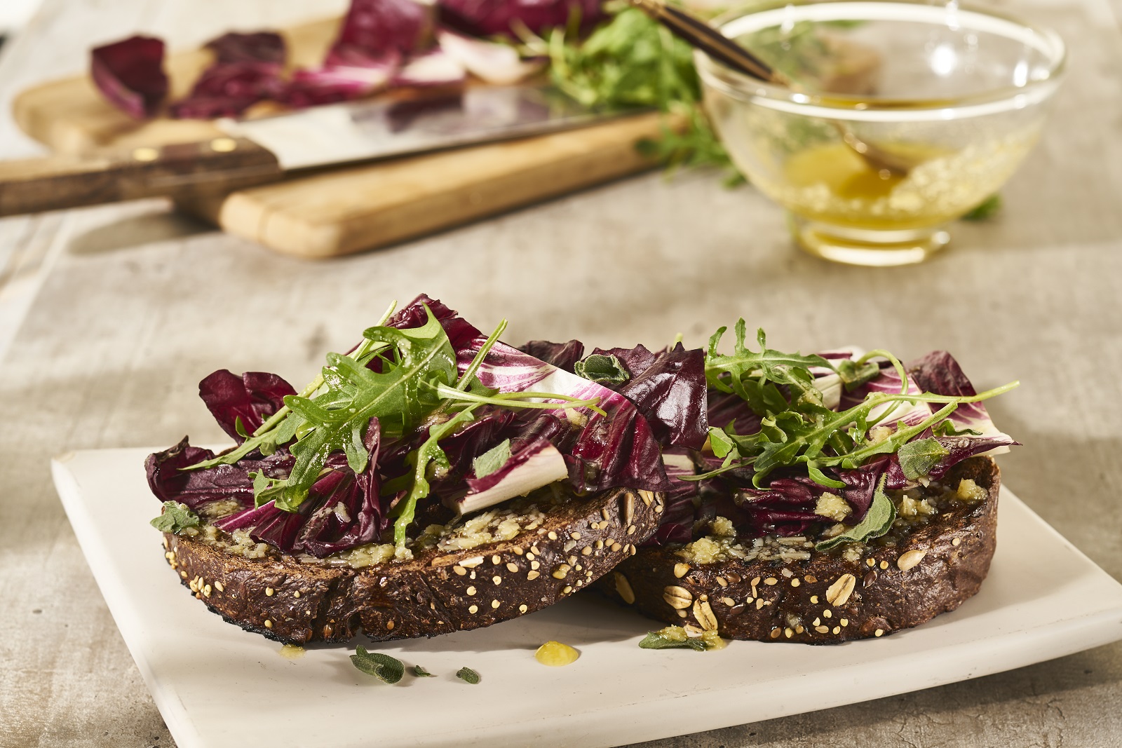 Veggipedia - Bruschetta with radicchio and arugula