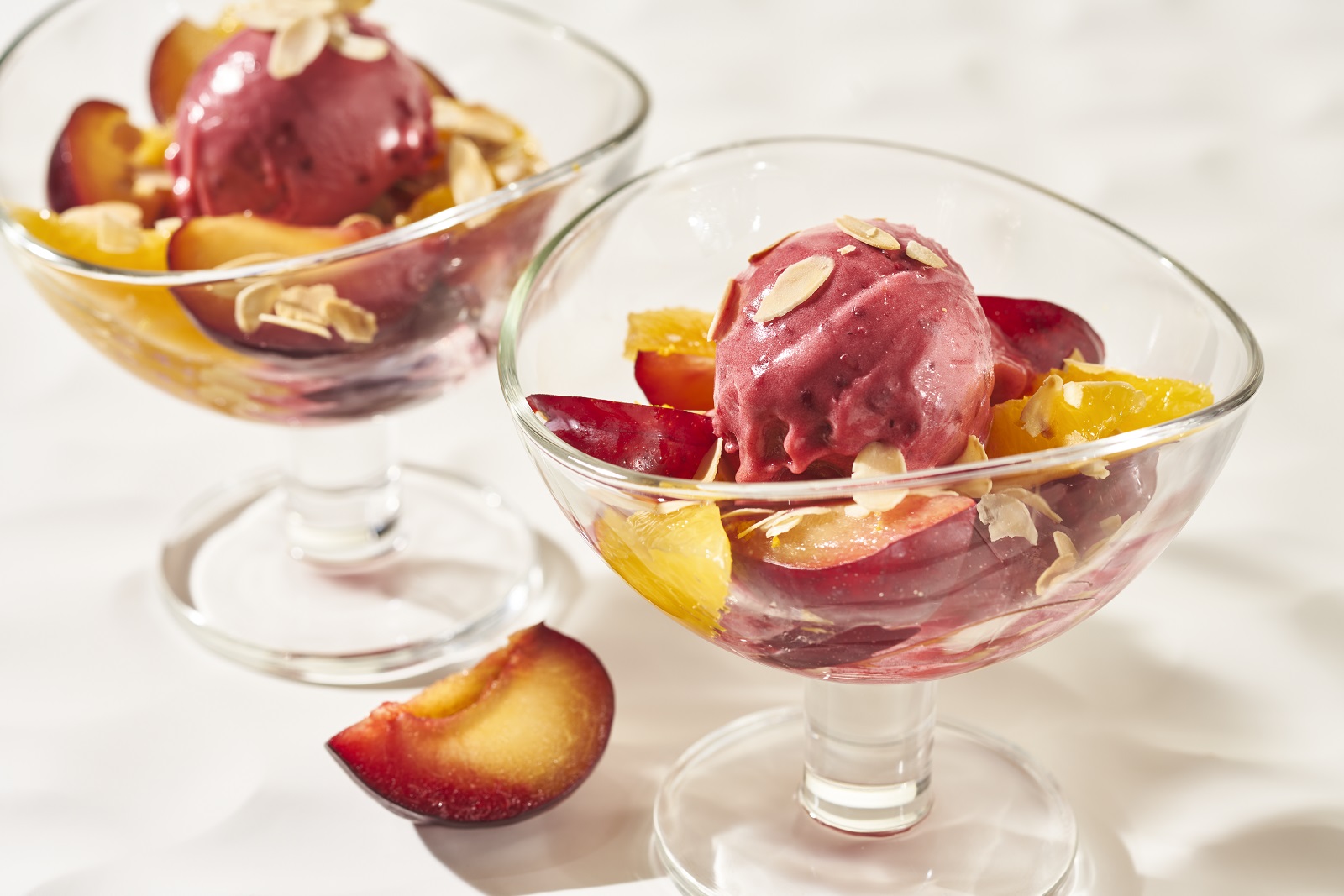 Veggipedia - Plum dessert with sorbet ice cream