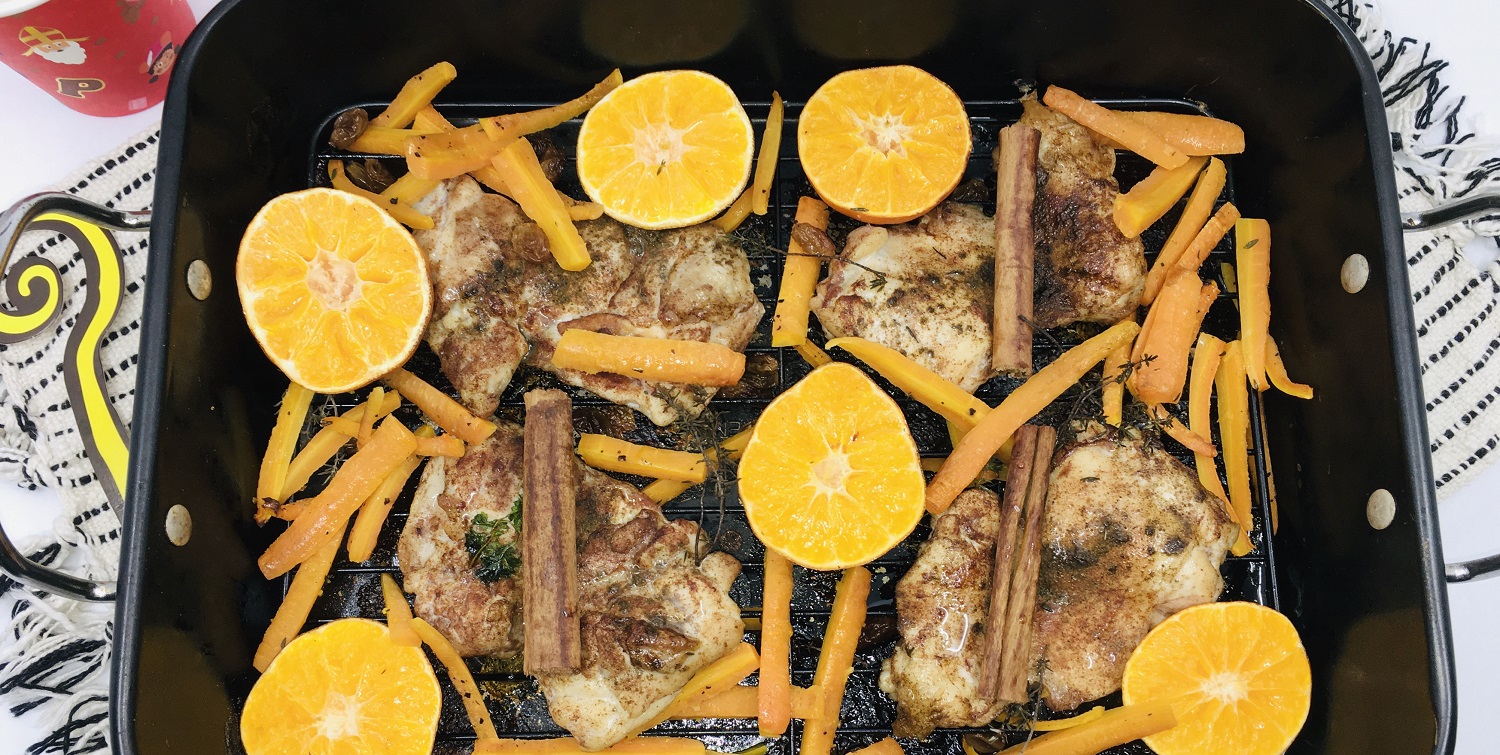 Veggipedia - Carrot fries with chicken and tangerine from the oven